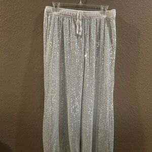 Sparkling Silver Sequin Joggers